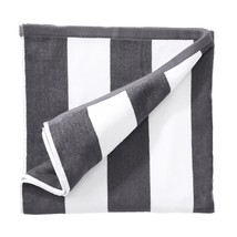 Grey And White Oversized Beach Towel - Xl Cabana Striped Beach Towels For Adults - £45.69 GBP