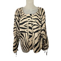 CURRENT ELLIOTT  Zebra Print linen blouse size 1 CE  Fits a M women - £31.25 GBP