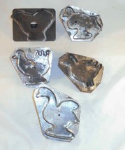Lot of 5 Vintage Bird Shaped Pennsylvania Flat Back Tin Cookie Cutters - £39.84 GBP