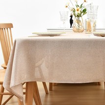 Faux Linen Rectangle Tablecloth Natural Burlap Wrinkle Resistant Table Cloth Far - £21.75 GBP