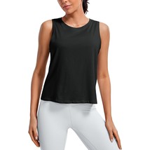 Pima Cotton Cropped Tank Tops For Women Workout Crop Tops High Neck Slee... - £32.23 GBP