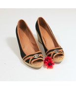 Sahara Black Canvas Espadrille Wedge Heels US 9M - $328.48 MXN