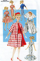 Retro 1960&#39;s 11.5&quot; Barbie Butterick 6496 Coat, Wedding + Doll Pattern Uncut - £14.41 GBP