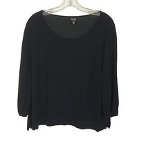 Womens Plus Size 1X Eileen Fisher Black Pure Rayon Pullover Crepe Blouse Top - £25.84 GBP