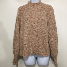 Lush M Taupe Pink Speckle Mock Turtleneck Pullover Sweater Long-Sleeve - £22.24 GBP