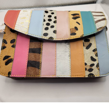  Patchwork Hair on Hide and Leather Crossbody Bag Purse - £38.77 GBP