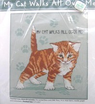 My Cat Walks All Over Me Counted Cross Stitch Kit Orange Tabby Jeanette ... - $12.86