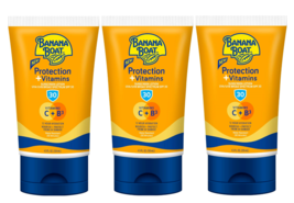 Banana Boat Sunscreen Lotion UVA UVB Broad Spectrum SPF 30 W/Vitamins C B3 3 PK - £14.98 GBP