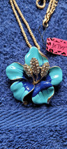 New Betsey Johnson Necklace Flower Ick Blue Lilly Summer Collectible Decorative - £11.98 GBP