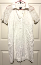 J Crew 6 White Battenburg Lace Sheer Short Sleeves Short Dress - $19.80