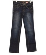 The Childrens Place Dark Straight Jeans Rainbow Bling Adjustable Waist G... - $20.29 CAD