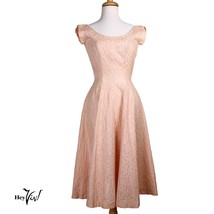 Vintage 50s Pink Cotton Lace Dress by Patio n Party w Metal Zip Sz XS - ... - $68.00
