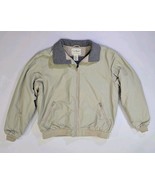 L.L. Bean Fleece Lined Jacket Men’s L Beige Zip Up Bomber Thinsulate Nyl... - $19.09