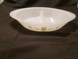 Glasbake Baking Divided Casserole Dish Green Daisy Spring Flower - $8.84