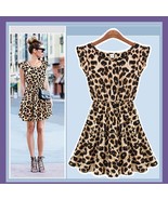 Soft Cotton Leopard Print Empire Waist Tank  Mini Sun Dress - £21.53 GBP