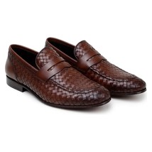 Belvedere Luca Italian Leather Penny Loafer Slip On Shoes Ant. Tan image 3