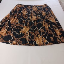 Vintage Alfred Dunner Women&#39;s Brown &amp; Black Floral Pleated Pull-On Skirt Size 20 - $14.25