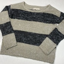 LOFT Striped Sequin Sweater Sz Small Multicolor Long Sleeve Wool/Alpaca Blend - £12.20 GBP