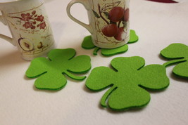 Patrick Day Felt Coaster Shamrock Designs Set of 4 Felt 4 mm - £5.94 GBP