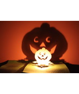 Halloween Tea Light Garden Lantern Wooden Indoor outdoor decor Pumpkin Spirit - $8.14