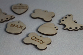 Wooden Personalized Engraved A Lot Shape Pet Dog Cat Tag Id  With Ring  Handmade - £4.16 GBP