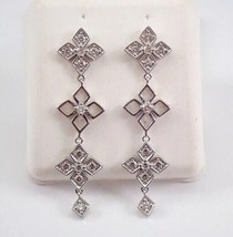 2Ct Round Lab Created Diamond Flower Drop-Dangle Earrings 14K White Gold Plated - £141.94 GBP