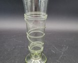 Vintage Juliska Geometric Glass Vase with Applied Spiral Celadon Green S... - $49.49