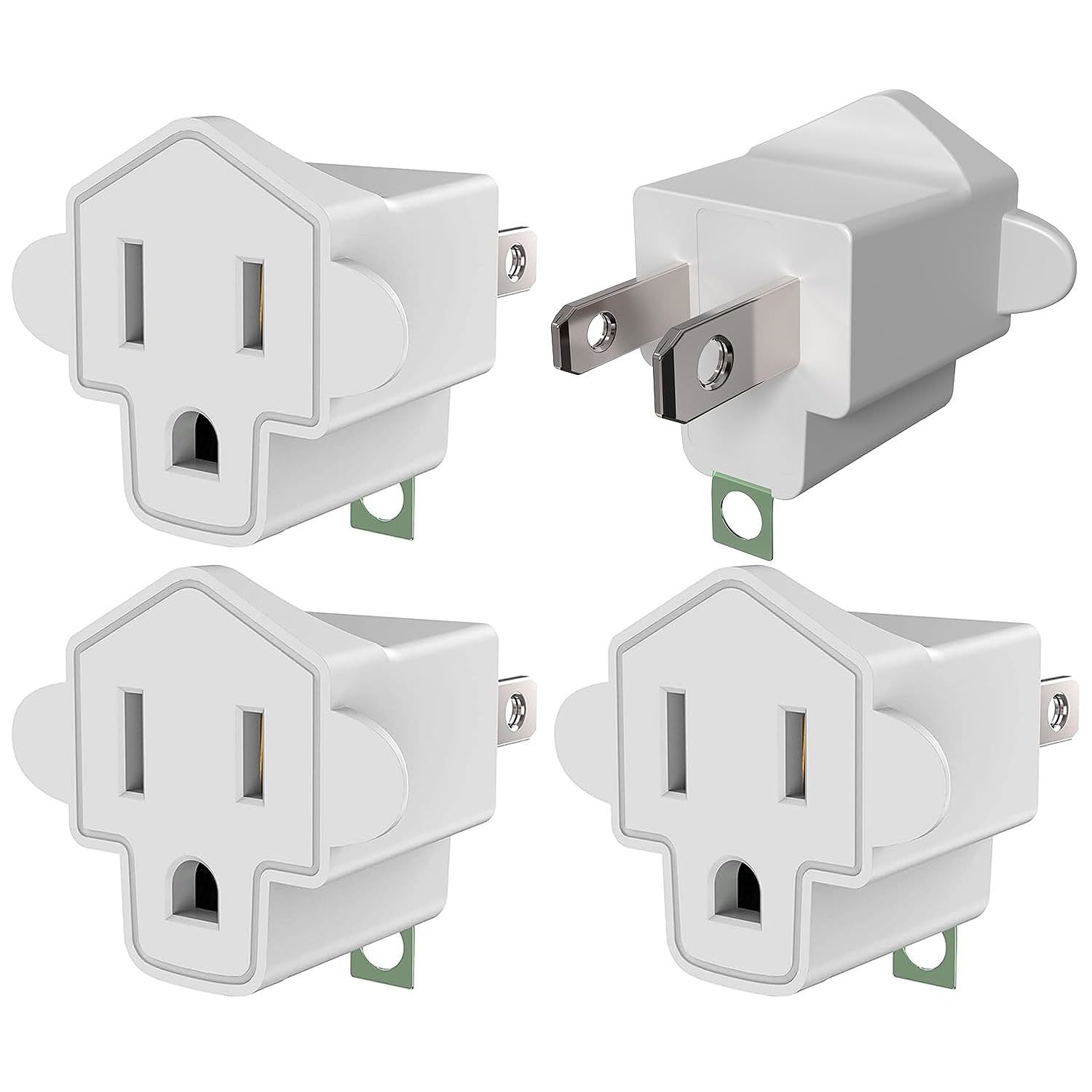 Primary image for 4 Pack Etl Listed Grounding Outlet Adapter, 3-2 Prong Adapter Converter, Portabl