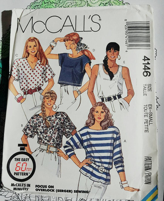  McCall's 4146  Women's Tops W/ Neckline & Sleeve Variations - cut Size EX Small - $4.00