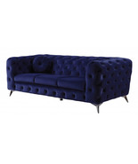 90&quot; Blue Velvet Chesterfield Sofa With Silver Legs - $37,370.19 MXN