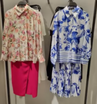 Zara Bnwt 2024. Blue White Floral Print Pleated Skirt Elastic. 2589/125 - £69.18 GBP
