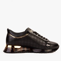 The Cenova Black & Gold Leather Men Sneaker image 6