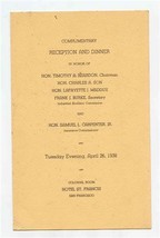 Colonial Room Reception &amp; Dinner Menu 1938 Hotel St Francis San Francisco CA - £30.07 GBP