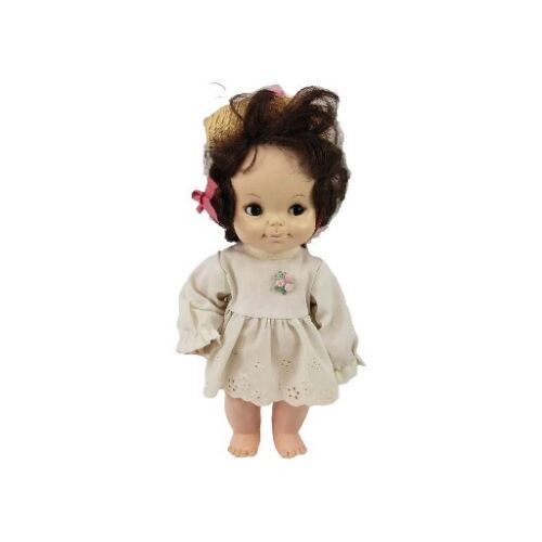 1960's Effanbee Brunette Half Pint 11" Doll Sleepy Eyes and Hat NO SHOES - $29.65