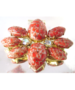 Vintage Juliana Brooch D & E Coral Easter Egg Navette AB Rhinestone Pin - $26.00