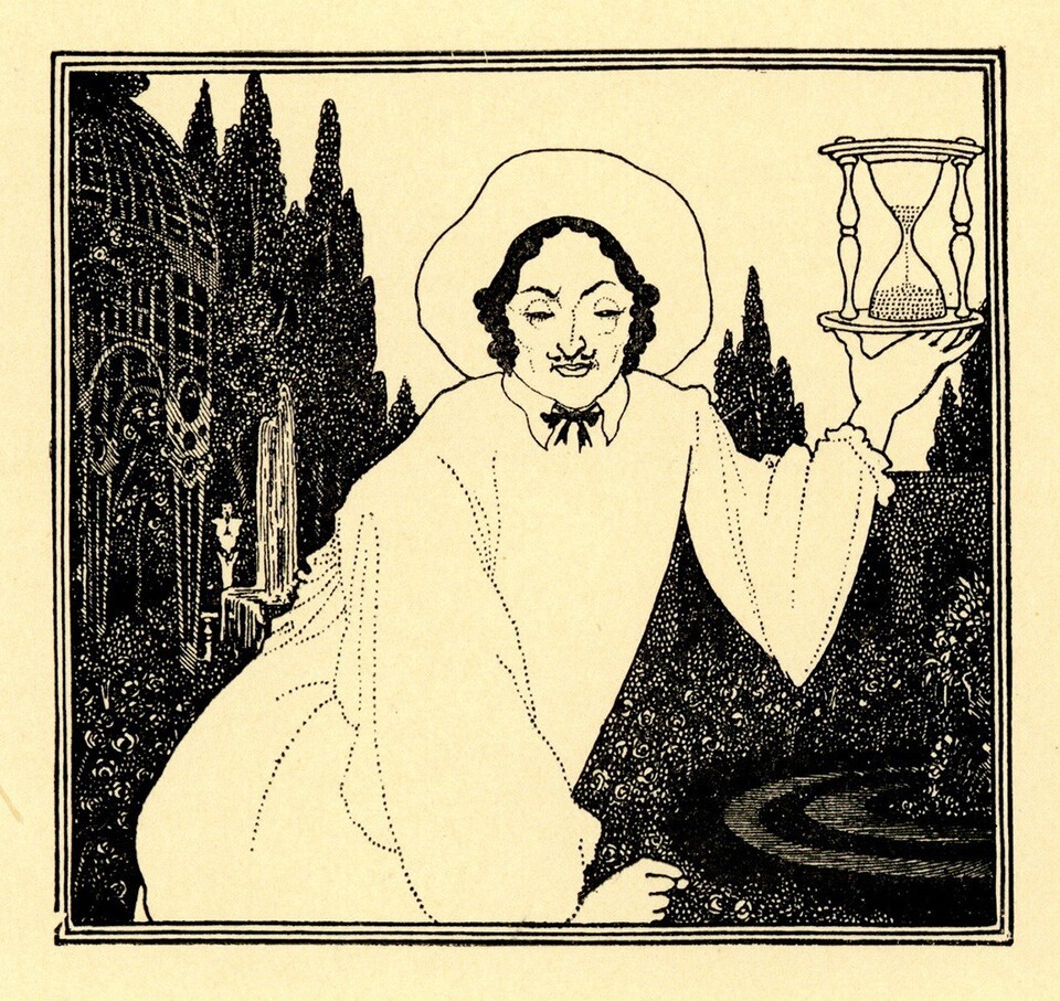 Original 1901 BEARDSLEY line block print &quot;Headpiece&quot;– &#39;Pierrot of the Mi... - $144.05