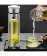 Glass Tea Infuser Bottle Tea Flood Cup 12oz/350ml Portable Tumbler Mug Leakproof - $11.49