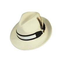 Men Bruno Capelo Hat Australian Wool Soft Fedora ZANE ZA405 Ivory Black Band image 2