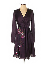 NWT Altuzarra for Target Purple Satin Orchid Print Surplice Faux Wrap Dress 2 - £15.18 GBP
