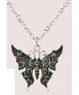 NeW!! Austrian Crystal Wicked Butterfly Pendant Necklace Green - £4.73 GBP