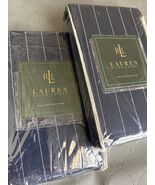 Ralph Lauren Worth Avenue Navy Blue Blazer Stripe King Shams New Vintage - $89.05