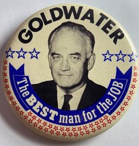 Vintage 1964 Goldwater &quot;Best Man&quot; Presidential Campaign Button 3½&quot; Pinback - £3.97 GBP