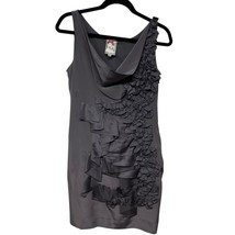 Yoana Baraschi Gray Silk Draped Ruffled Frilly Sleeveless Dress Womens Size 8 - £30.54 GBP