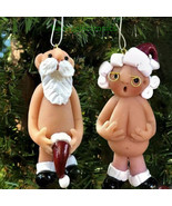 2Pcs Resin Santa Claus Ornament Naked Santa Naughty Funny Christmas Tree... - £10.95 GBP