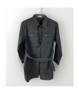 ELOQUII Elements Black Denim Jacket Shirt Dress Belted Long Sleeve Women... - $31.04
