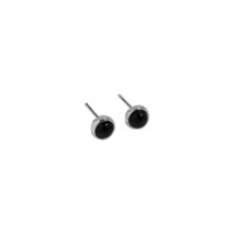 S&#39;STEEL Black Agate Earring Fashion All-match Geometric Circular Silver 925 Ear  - £16.91 GBP