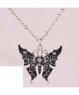NEW!! Austrian Crystal Wicked Butterfly Pendant Necklace Black - £4.73 GBP