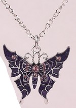 NEW ! Austrian Crystal Wicked Butterfly Pendant Necklace Purple - £4.78 GBP