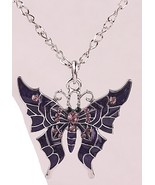 NEW ! Austrian Crystal Wicked Butterfly Pendant Necklace Purple - £4.73 GBP