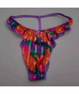 Vintage René Rofé Flutter Floral Thong Hi-Cut Lingerie Panties Size L/7 - $148.50